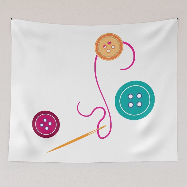 Item preview, Calling all sewists! Needle, Thread, Buttons icons on white designed and sold by Susan Marie Williams.