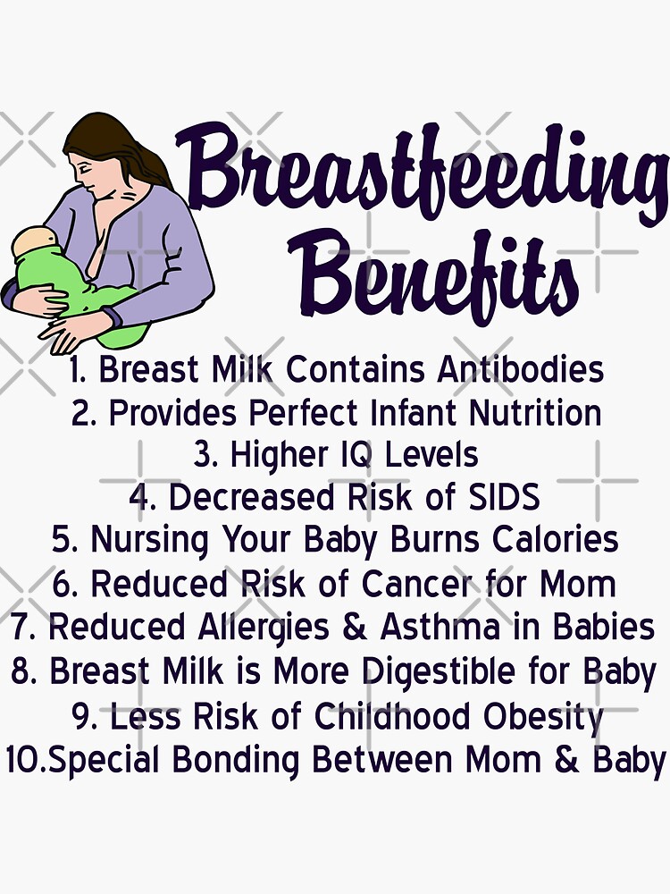 Thumbnail 3 of 3, Sticker, Breastfeeding Benefits List designed and sold by elishamarie28.