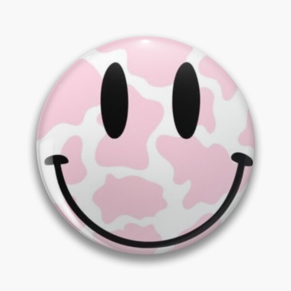 Artikelvorschau, Pinkes Smiley-Gesicht mit Kuh-Print entworfen und verkauft von aloha-designs.