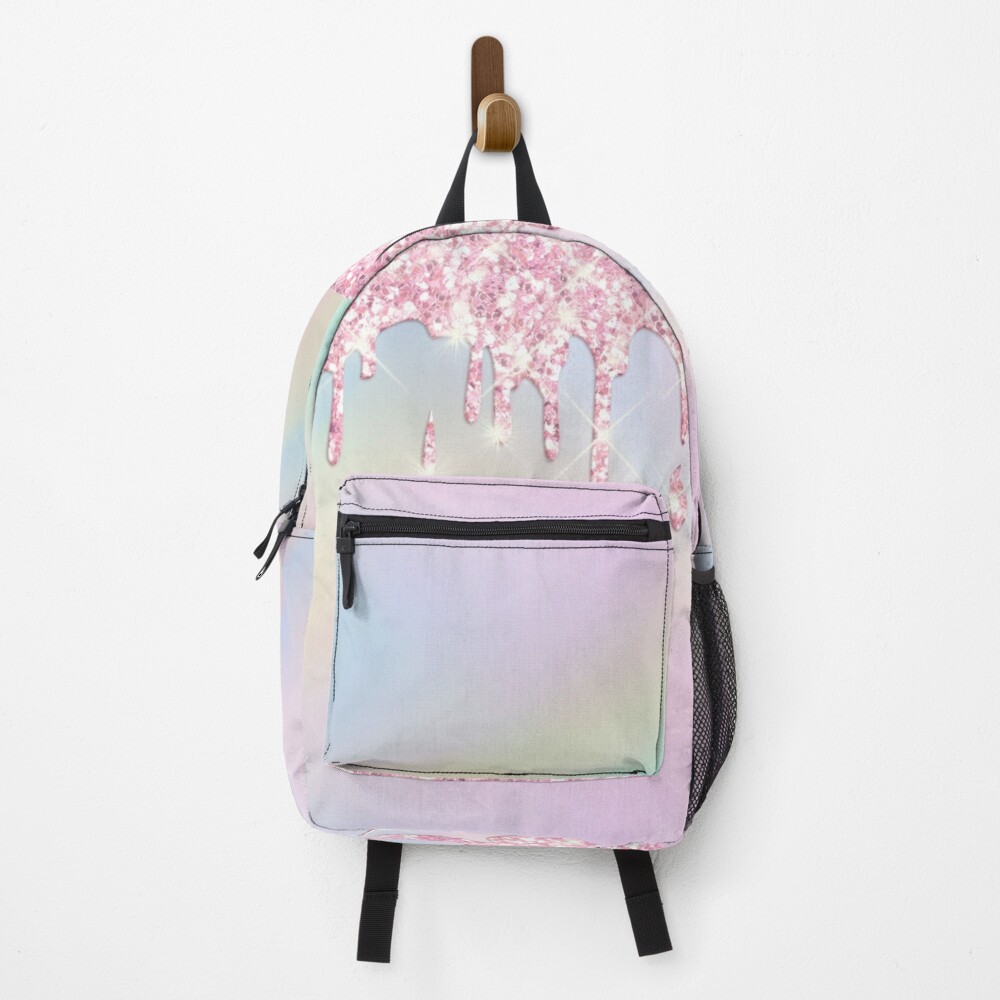 Pink Front Zipper Glitter Backpack