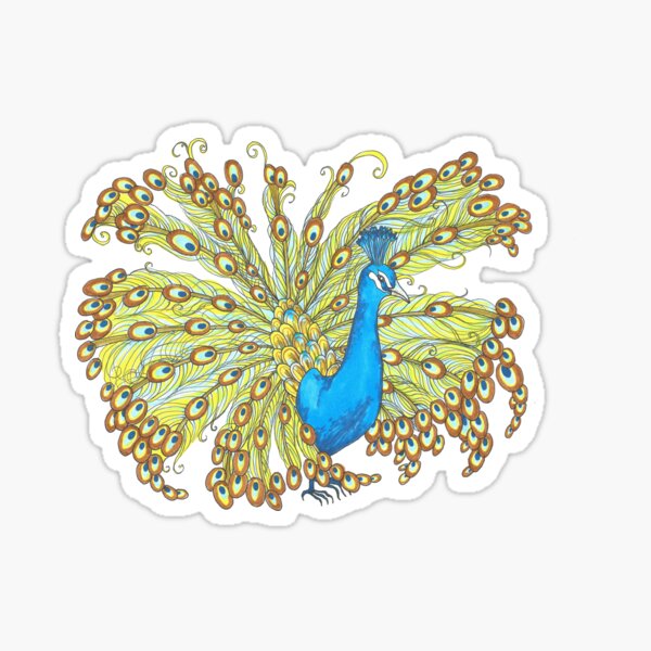 Whimsical Peacock Sticker
