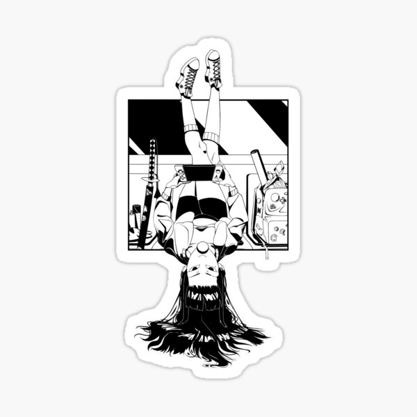 Anime Girl Stamp - Black version Sticker