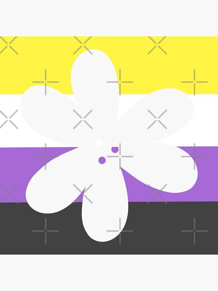 Flower Outline Discreet Nonbinary Pride Flag Sticker For Sale By