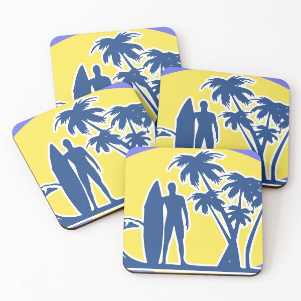 Item preview, Surfs Up! - Blue Surfer Silhouette on Yellow Oblong BG designed and sold by ThisNThatImages.