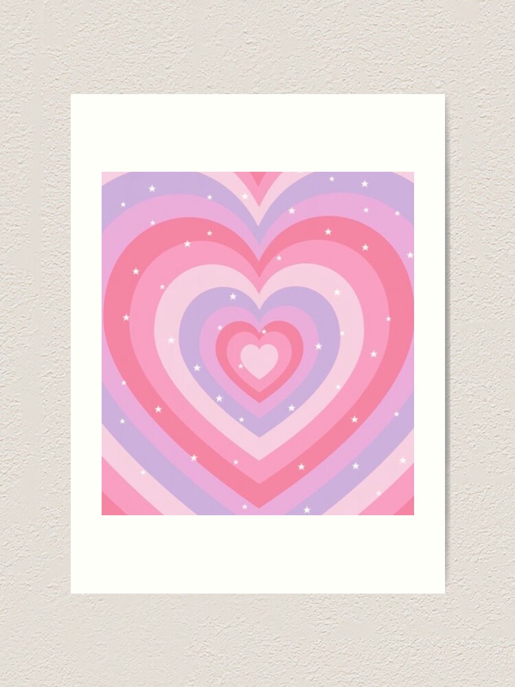 Aesthetic y2k pink pastel hearts with stars | Canvas Print