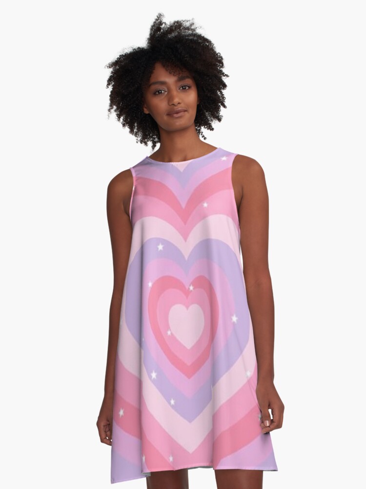 aesthetic y2k pink and purple pastel hearts | A-Line Dress