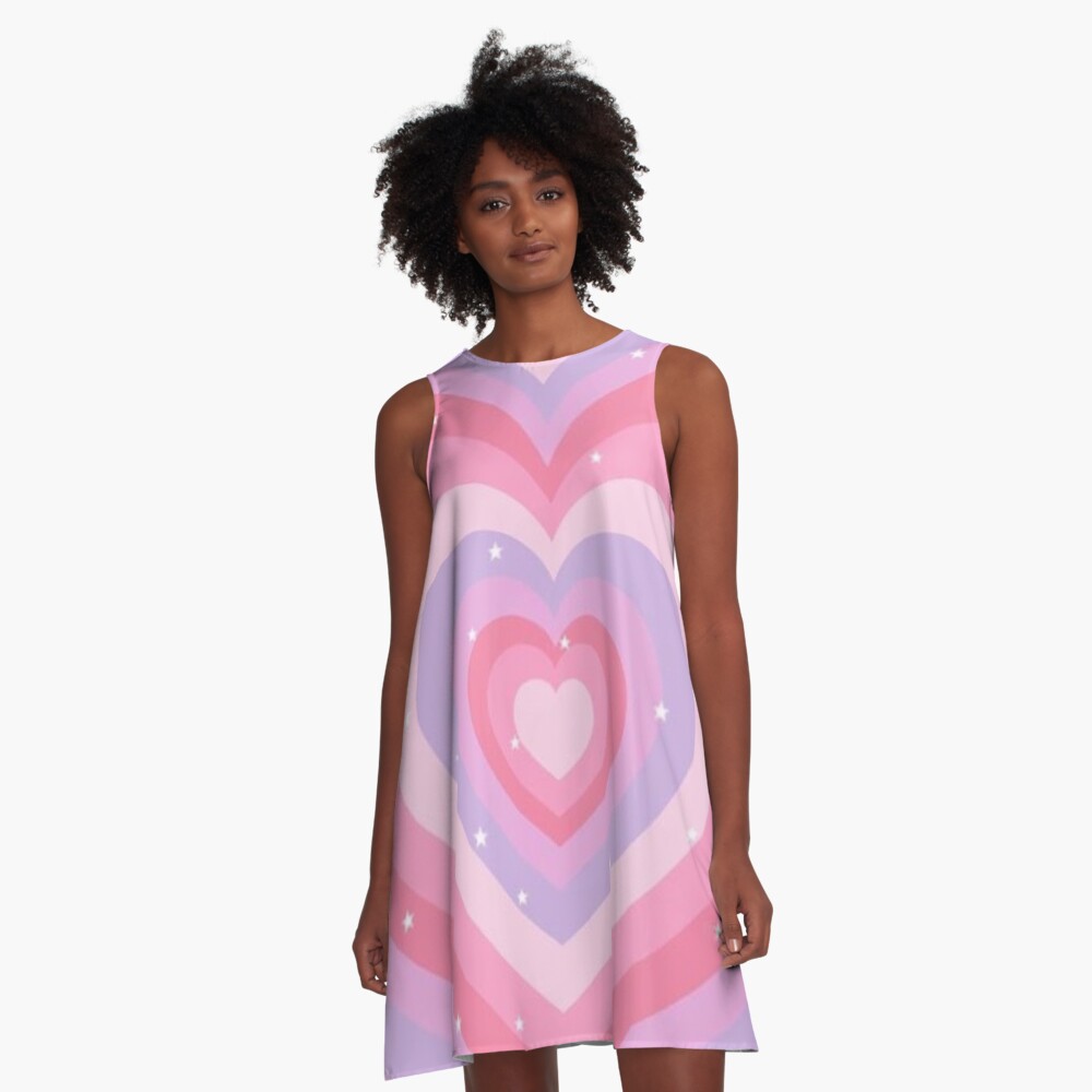aesthetic y2k pink and purple pastel hearts A-Line Dress for