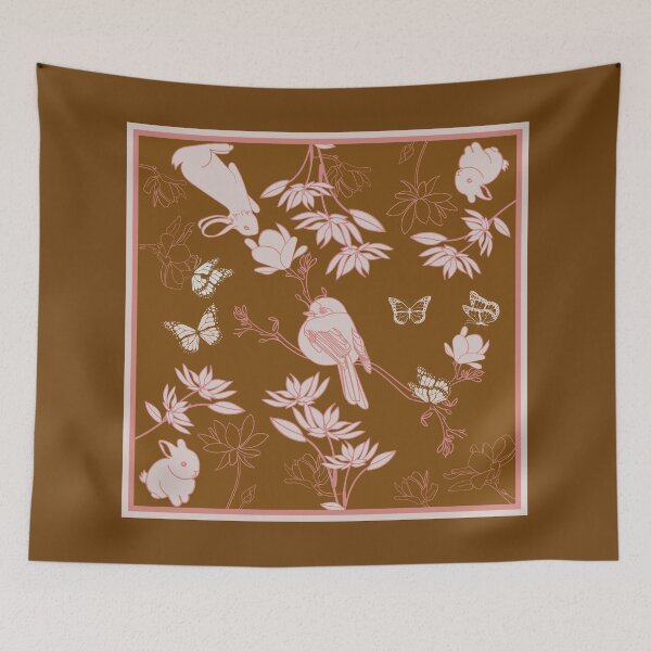 Item preview, Earthy tan nature walk with bunny, bird and butterflies designed and sold by SueKnox.