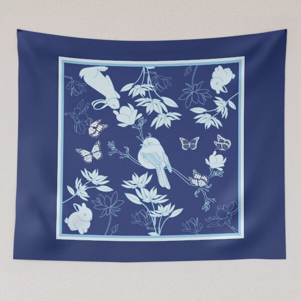 Item preview, Happy blue nature walk with bunny, bird and butterflies designed and sold by SueKnox.