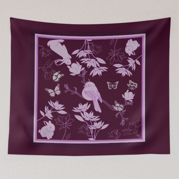 Item preview, Purple nature walk with bunny, bird and butterflies designed and sold by SueKnox.