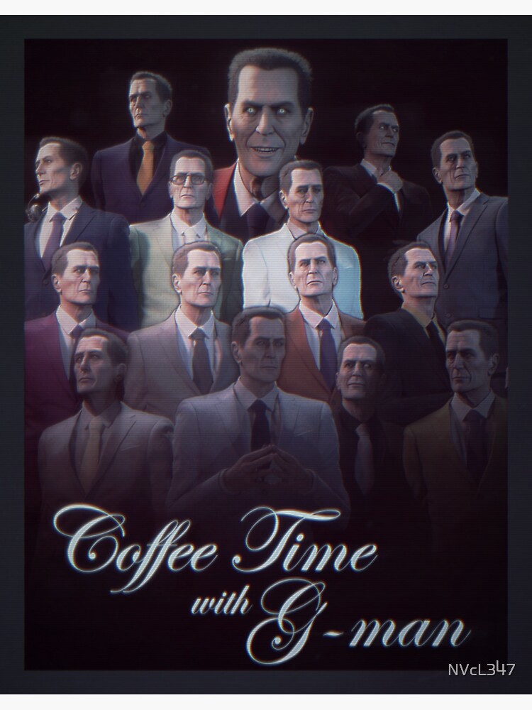 Aperçu 3 sur 3. Sticker avec l'œuvre L'heure du café avec G-man Poster créée et vendue par NVcL347.