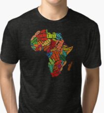 Africa Word Pattern Africa Map T-Shirt Tri-blend T-Shirt