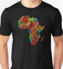 Camiseta unisex Camiseta del mapa de Africa Word Pattern Africa