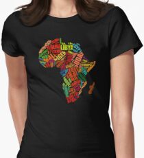 Africa Word Pattern Africa Map T-Shirt Women's Fitted T-Shirt