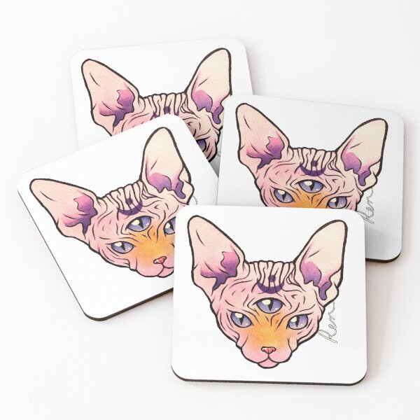 Item preview, 3-Eyed Hairless Cat with Moon Symbol designed and sold by rensrenaissance.