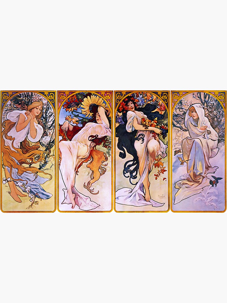 'The Four Seasons' by Alphonse Mucha (Reproduction) by RozAbellera