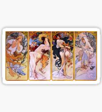 'The Four Seasons' by Alphonse Mucha (Reproduction) Sticker