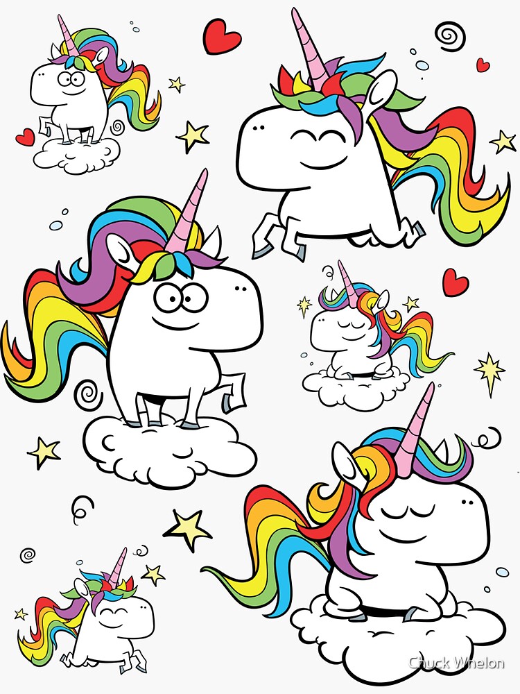 Thumbnail 3 of 3, Sticker, Rainbow Unicorns designed and sold by MrChuckles.