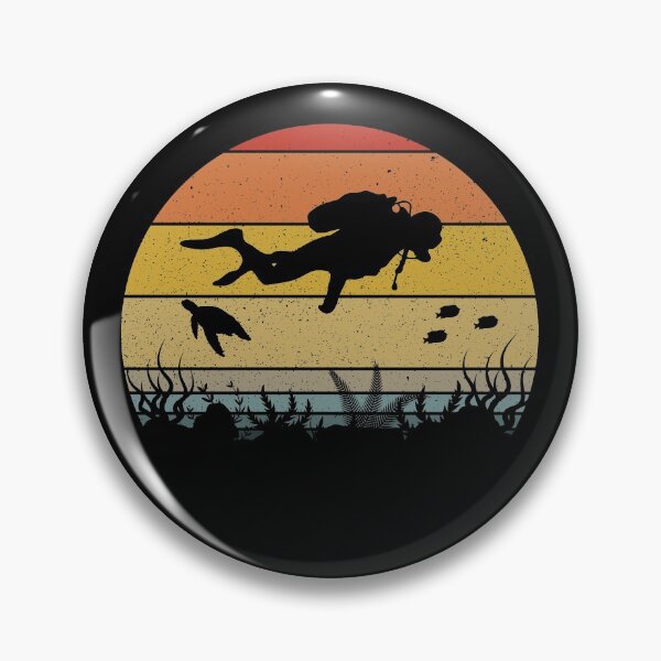 Item preview, Retro Sunset Scuba Diver Underwater Vintage Scuba Diving Gear designed and sold by DynamicDesign.
