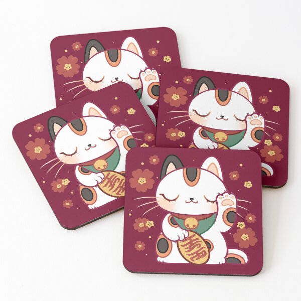 Item preview, Kawaii Chonky Lucky Cat Calico with Cherry blossoms  designed and sold by mahkala.
