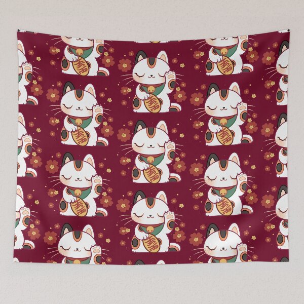 Item preview, Kawaii Chonky Lucky Cat Calico with Cherry blossoms  designed and sold by mahkala.