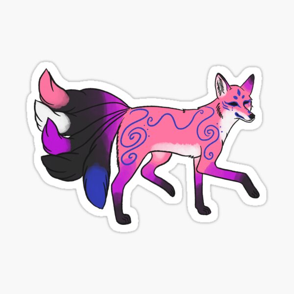 Genderfluid Pride Kitsune Fox Sticker