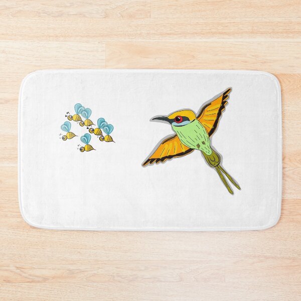 Item preview, Green bee eater hunting bee cartoon sticker concept designed and sold by wonderisland.