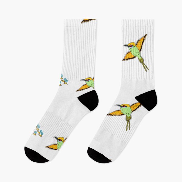Item preview, Green bee eater hunting bee cartoon sticker concept designed and sold by wonderisland.