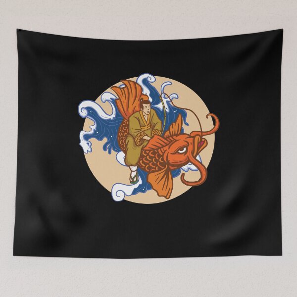 Item preview, Samurai Japanese wave carp koi orange fish Ying Yang koi designed and sold by FalkDania.
