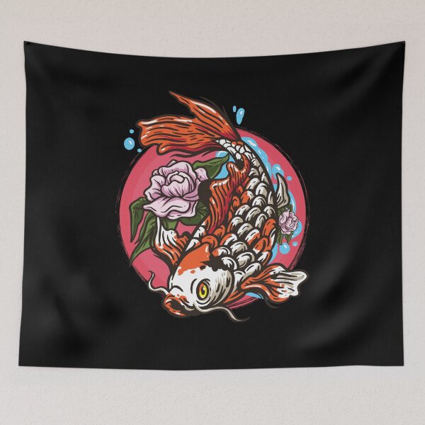 Item preview, Flower Japanese Goldfish carp koi orange Koi designed and sold by FalkDania.