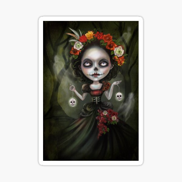 Katrina Day of the Dead Skull Girl Sticker