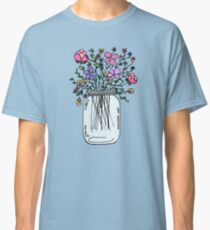 Mason Jar with Flowers Classic T-Shirt