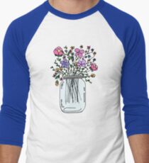 Mason Jar with Flowers Men's Baseball ¾ T-Shirt