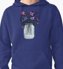 Mason Jar with Flowers Pullover Hoodie