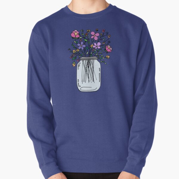 Mason Jar with Flowers Pullover Sweatshirt