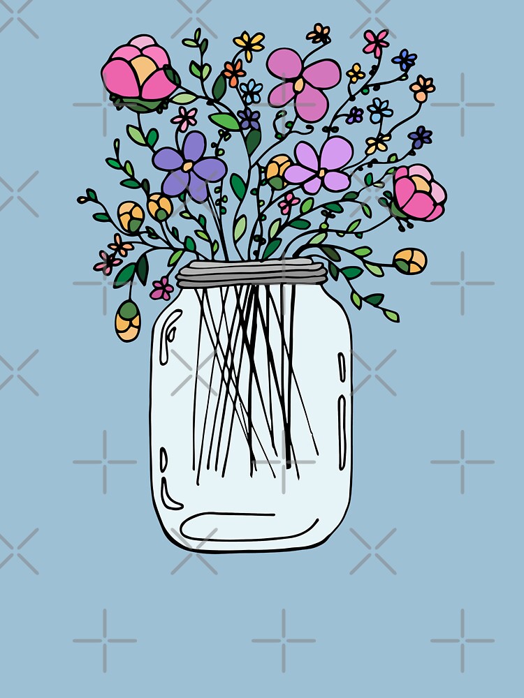 "Mason Jar with Flowers" T-shirt by mlleruta | Redbubble