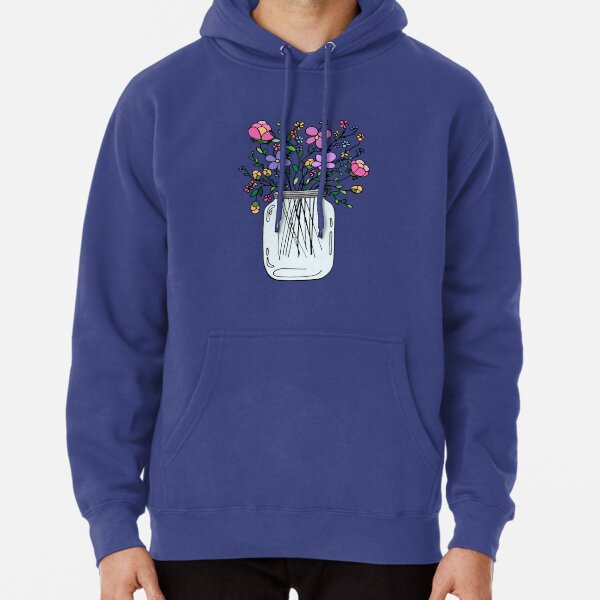 Mason Jar with Flowers Pullover Hoodie