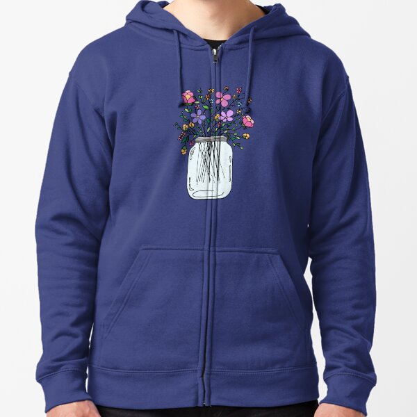 Mason Jar with Flowers Zipped Hoodie