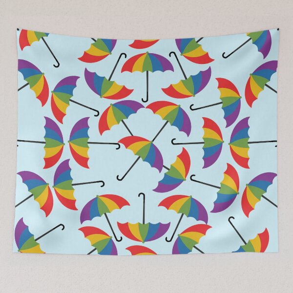 Item preview, Rainbow Umbrella on Blue Background designed and sold by kapotka.