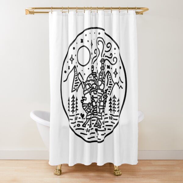 Howl's moving castle - black outline Shower Curtain