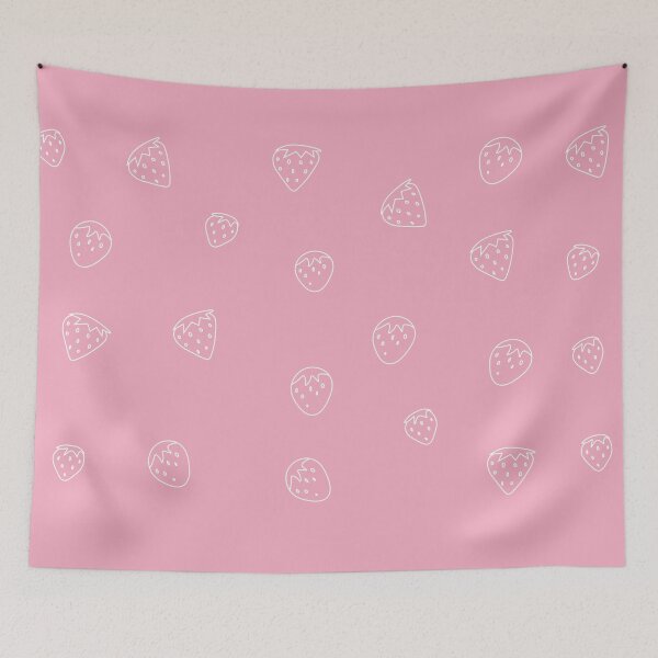 Item preview, Strawberry Doodles White Art Print designed and sold by lineartdesigns.