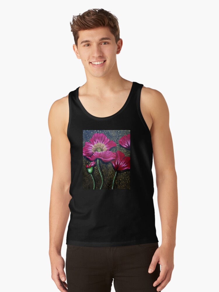 Thumbnail 1 of 3, Tank Top, Red Poppies designed and sold by Cherie Roe Dirksen.
