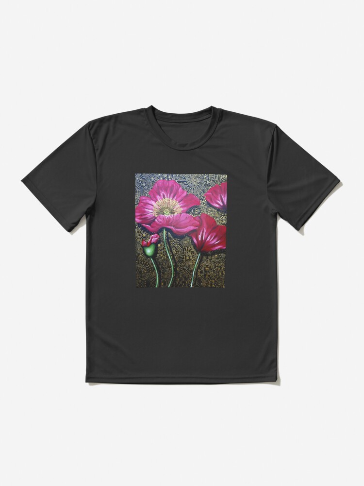 Thumbnail 2 of 7, Active T-Shirt, Red Poppies designed and sold by Cherie Roe Dirksen.