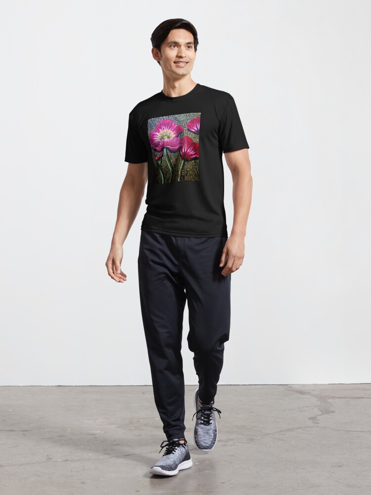 Thumbnail 5 of 7, Active T-Shirt, Red Poppies designed and sold by Cherie Roe Dirksen.