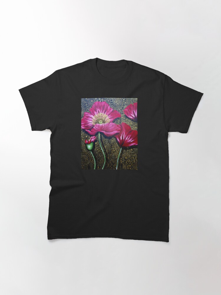 Thumbnail 2 of 7, Classic T-Shirt, Red Poppies designed and sold by Cherie Roe Dirksen.