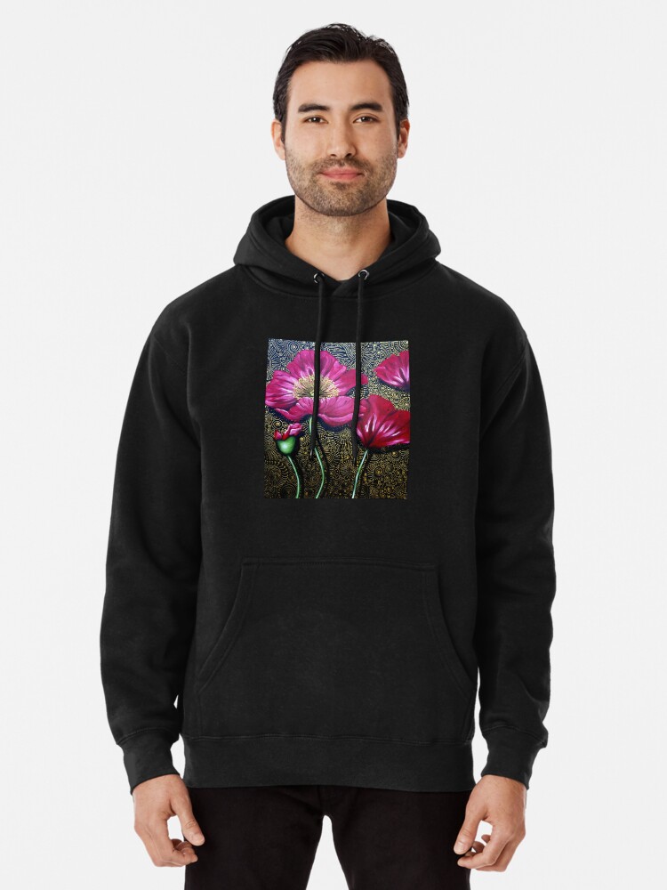 Thumbnail 1 of 5, Pullover Hoodie, Red Poppies designed and sold by Cherie Roe Dirksen.