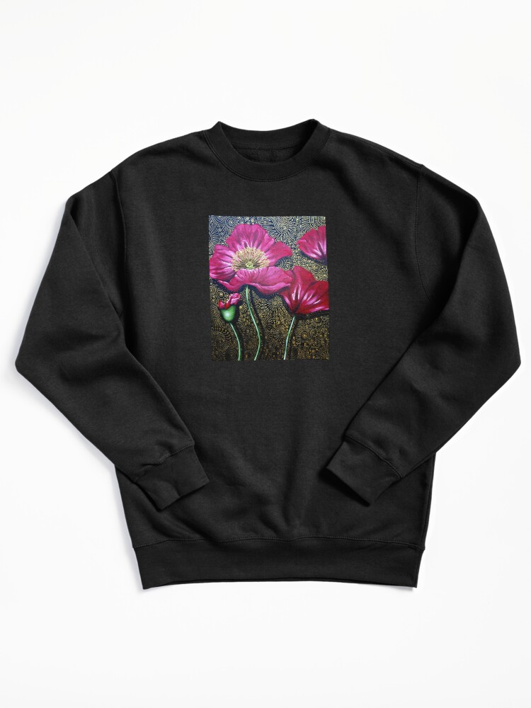 Thumbnail 2 of 7, Pullover Sweatshirt, Red Poppies designed and sold by Cherie Roe Dirksen.