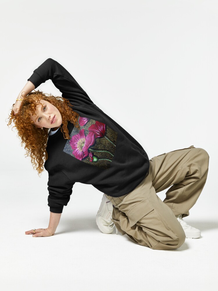 Thumbnail 6 of 7, Pullover Sweatshirt, Red Poppies designed and sold by Cherie Roe Dirksen.