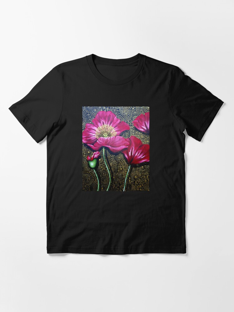 Thumbnail 2 of 7, Essential T-Shirt, Red Poppies designed and sold by Cherie Roe Dirksen.