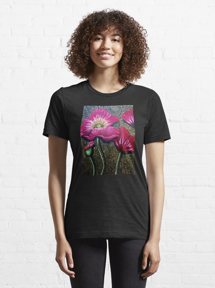 Thumbnail 6 of 7, Essential T-Shirt, Red Poppies designed and sold by Cherie Roe Dirksen.
